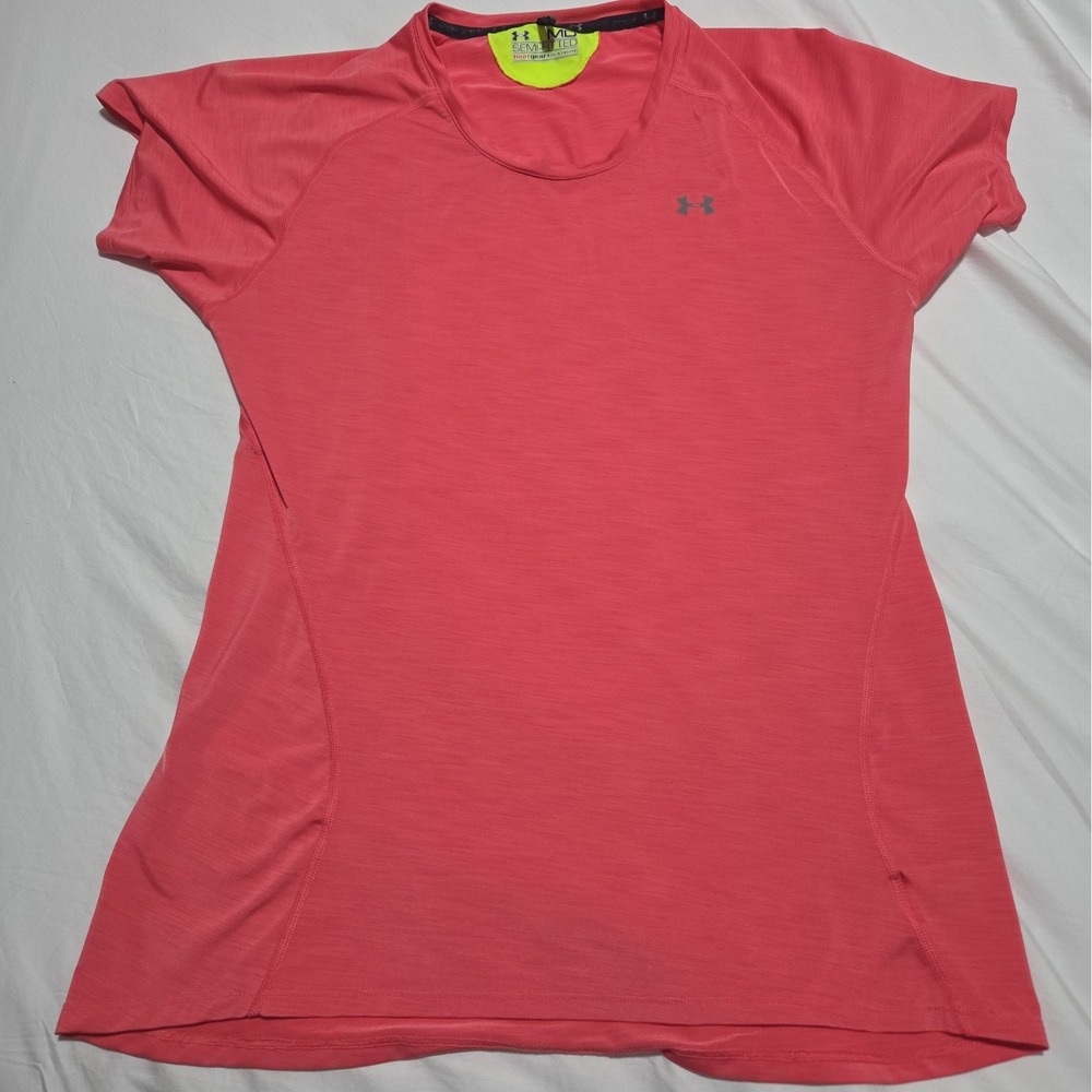 Under Armour HeatGear Women's M Coral Pink Semi-Fitted Athletic Running Shirt